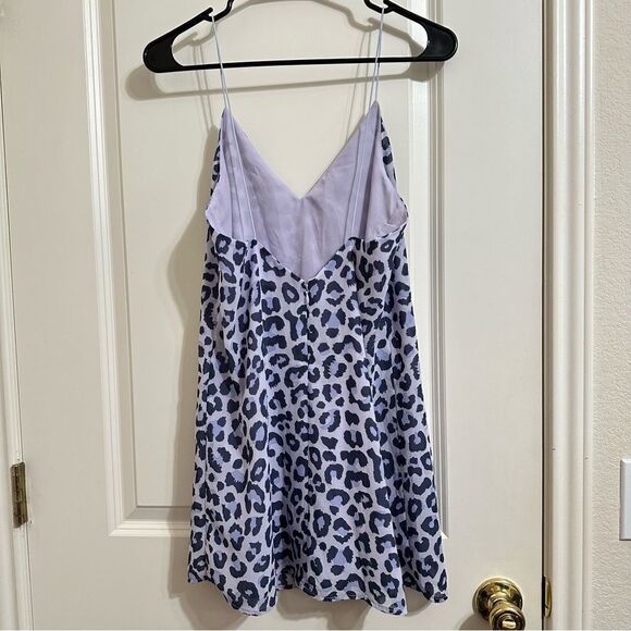 TOBI LAVENDER LEOPARD PRINT SLIP MINI DRESS SMALL - Picture 6 of 11